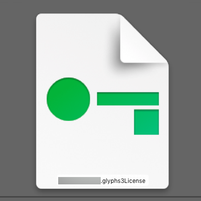 Glyphsのライセンスファイルをクリックすると紐付け完了